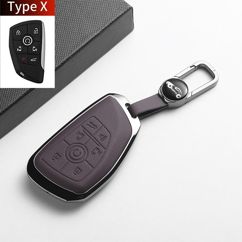 Leather Metal Car Key Case For Envision S Plus Gl8 Lu Zun Phev Century Auto Key Protector Shell Holder Decorative Accessories