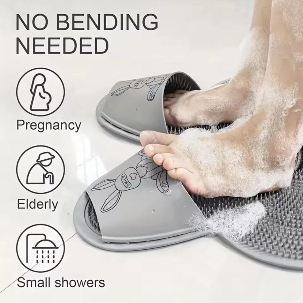 Rabbit Silicone Foot Scrubbing Mat Exfoliating Shower Massage Brush Back Massager Foot Scrubber Bathroom Non-slip Bath Mat Tools