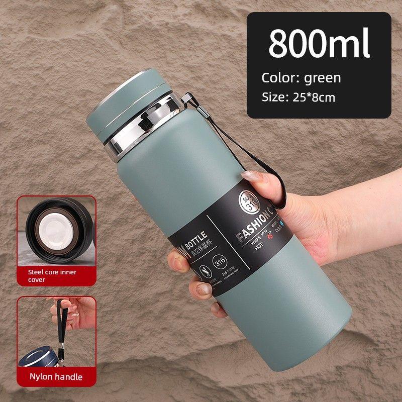 High-Looking, Large-Capacity Thermos Cup for Men and Women, Car-Mounted Tea Cup, 2026 Latest Model, 316 Stainless Steel Water Cup, 800ml