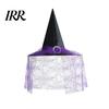 Lightweight Fabric Witch Hat Steeple Halloween Hat, with Lace Edge, School Theatrical Performance Gear Breathable Pointed Headwear, for Cosplay Party
