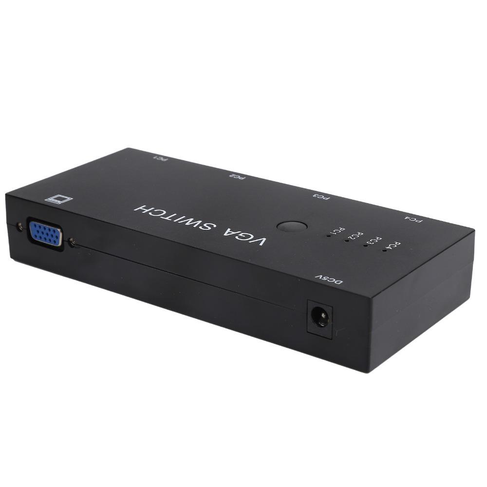 Plug and Play VGA Switcher 4 in 1 Out Video Converter for VGA/XVGA/SVGA/UXGA Computer Host