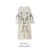 Kaslead New Women Clothes Western Style Fashion Simple Loose Flower Embroidery Dress 5107075