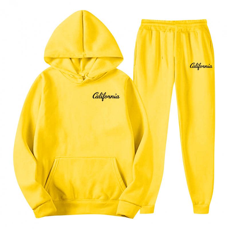 Men's Trendy Casual Solid Color Hoodie and Sweatpants Set for Autumn/Spring 2025