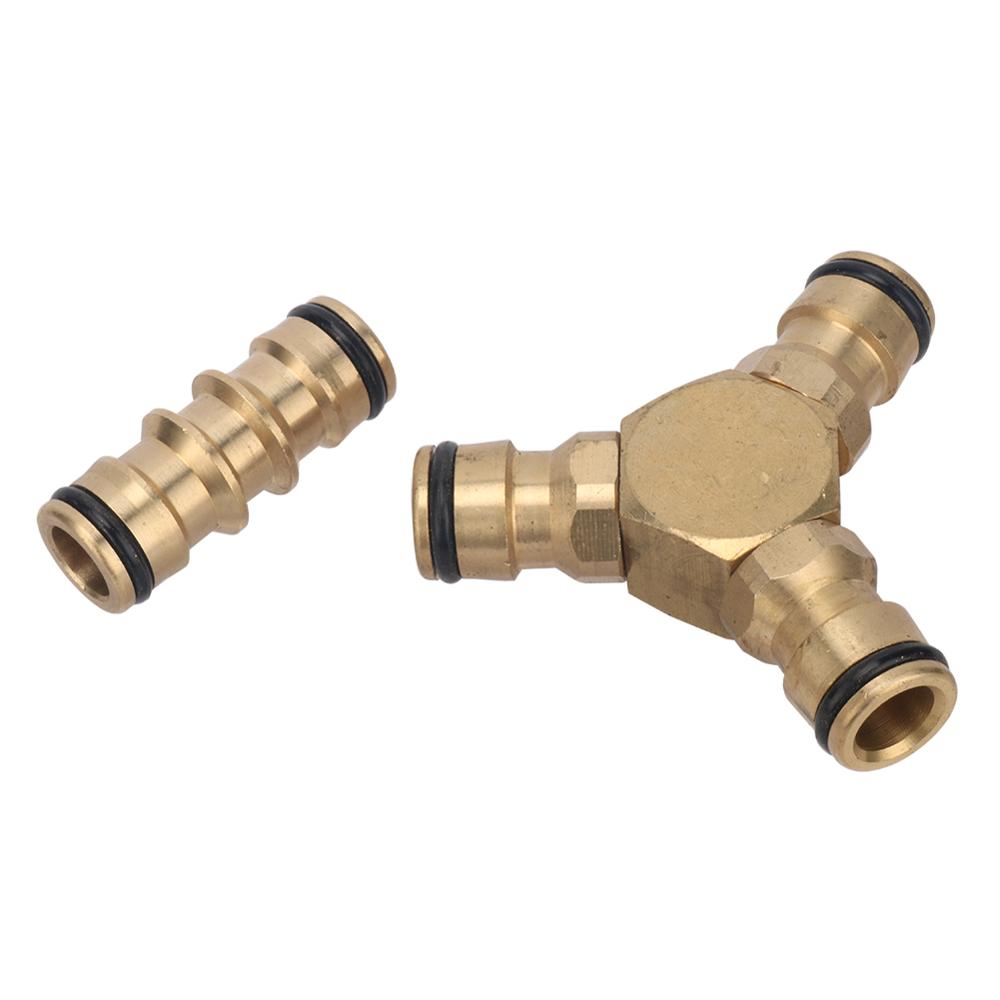 Brass 16mm Joint Two Way Three Way Quick Connector Plumbing Pipe Fittings Faucet Water Gun Car Wash Quick Coupling Adapters 1Pc