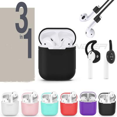 3 In 1 AirPods Silicone Case Cover Protective Skin for Apple Airpod