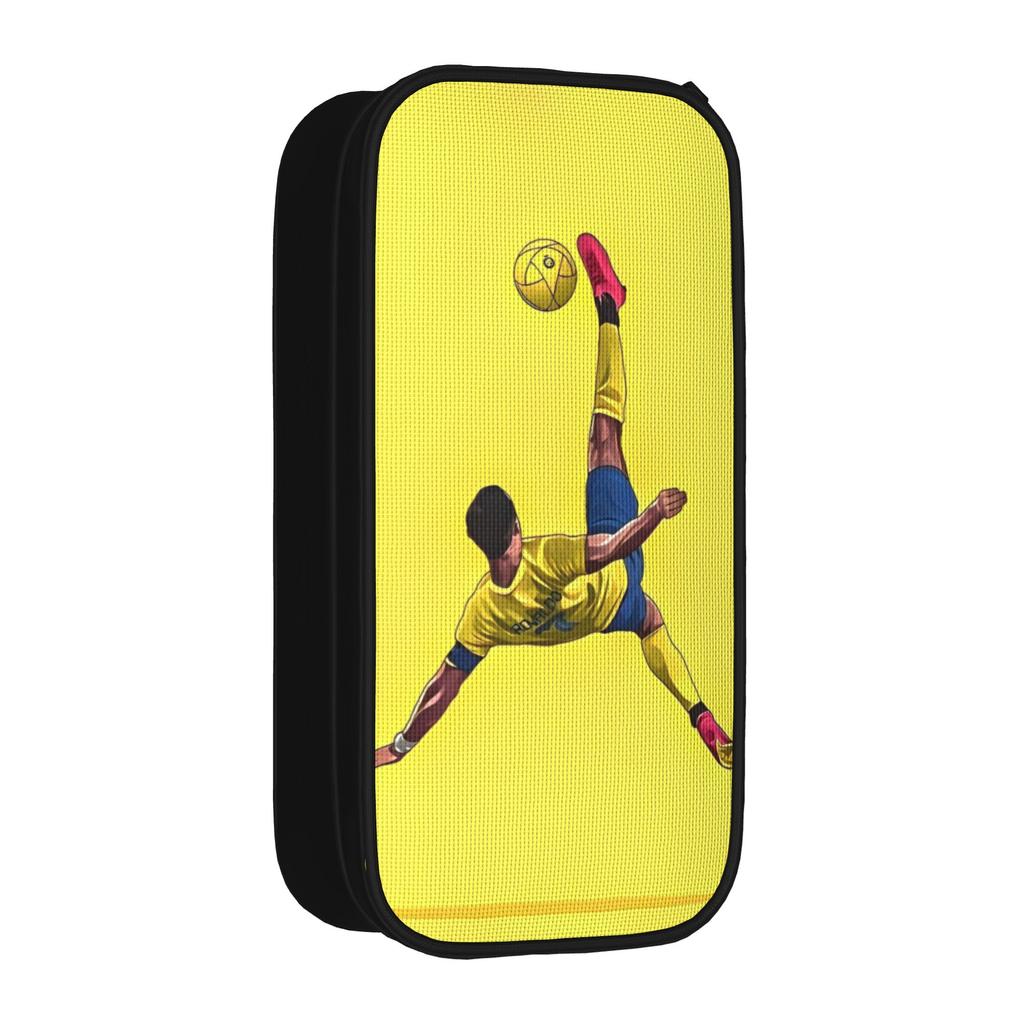 Golden The Legend Footballer Pencil Case Lovely CR-7 Pen Box Bag for Student Large Storage Office Zipper Pencilcases