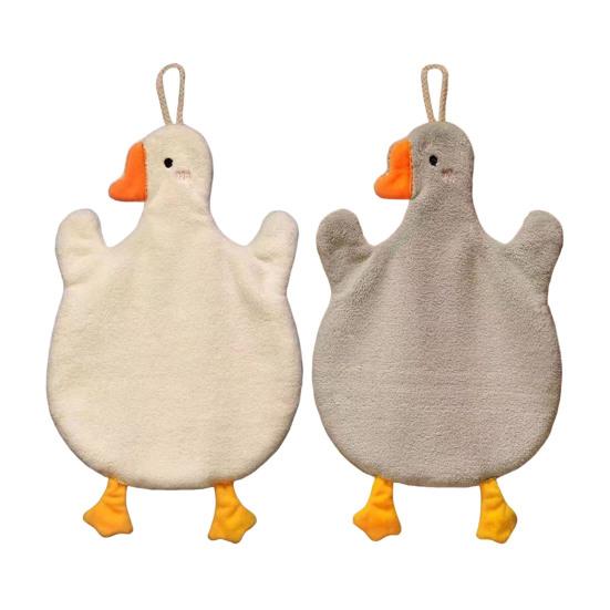 Uroczy ręcznik do rąk w kształcie kaczki Miękki ręcznik dla dzieci Kształt kaczki Chłonny ręcznik łazienkowy z pętelką do zawieszenia do kuchni sypialni