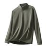 Men's Light Grey Quarter Zip Stand Collar Top, Casual Long Sleeve Quick Dry Shirt for Daily Wear