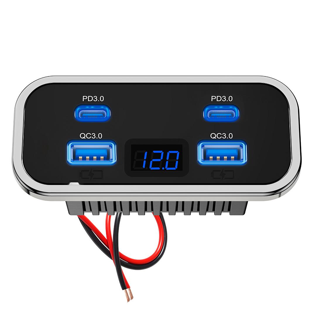

4-портова 24В Розетка USB Type-C для RV, USB-A QC3.0 та PD3.0 Швидкісна Зарядна Панель для Автомобіля, Човна, Квадроцикла, Мотоцикла, Автобуса, Каравану