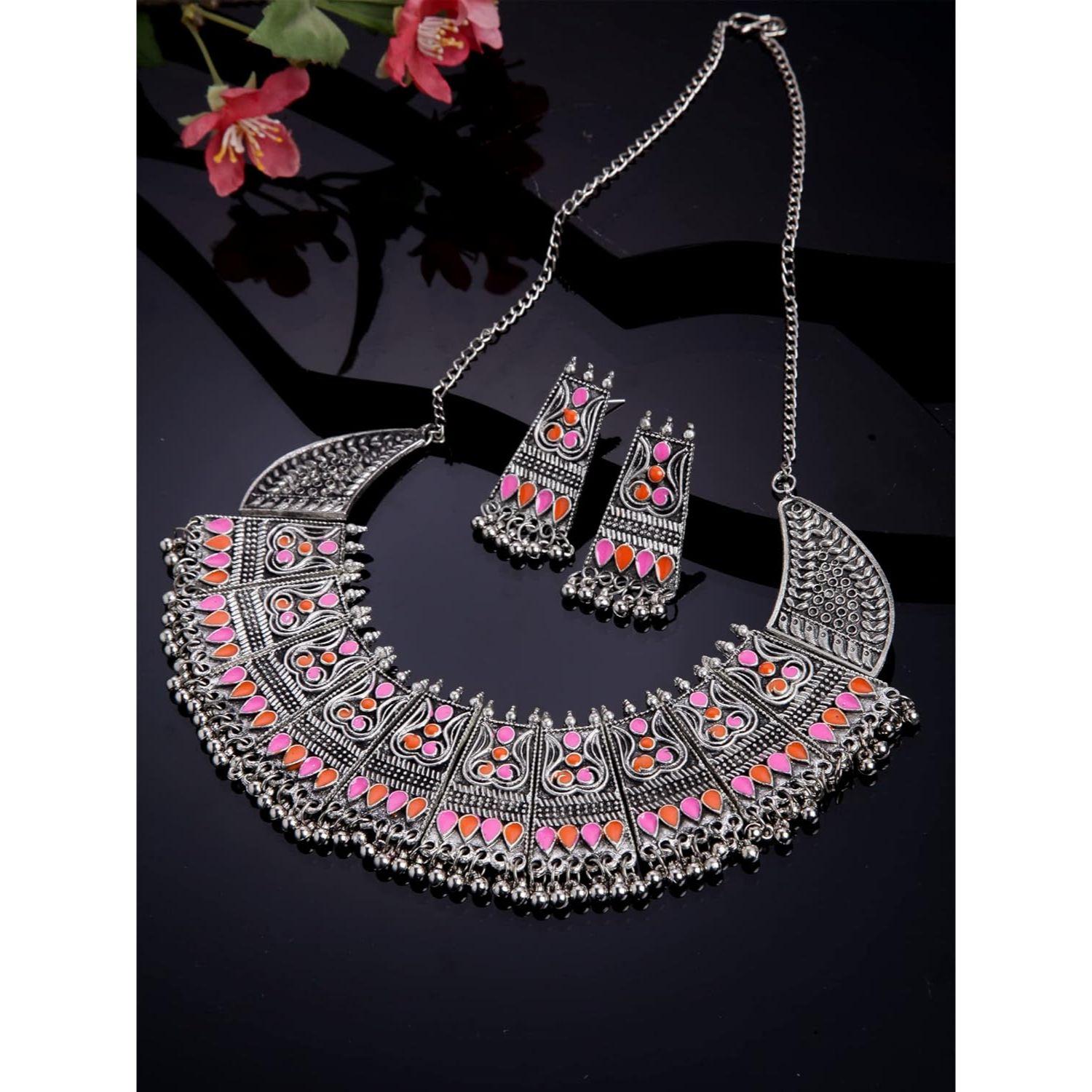 

Shining Diva Fashion Последний стильный традиционный набор украшений из окисленного серебра для женщин