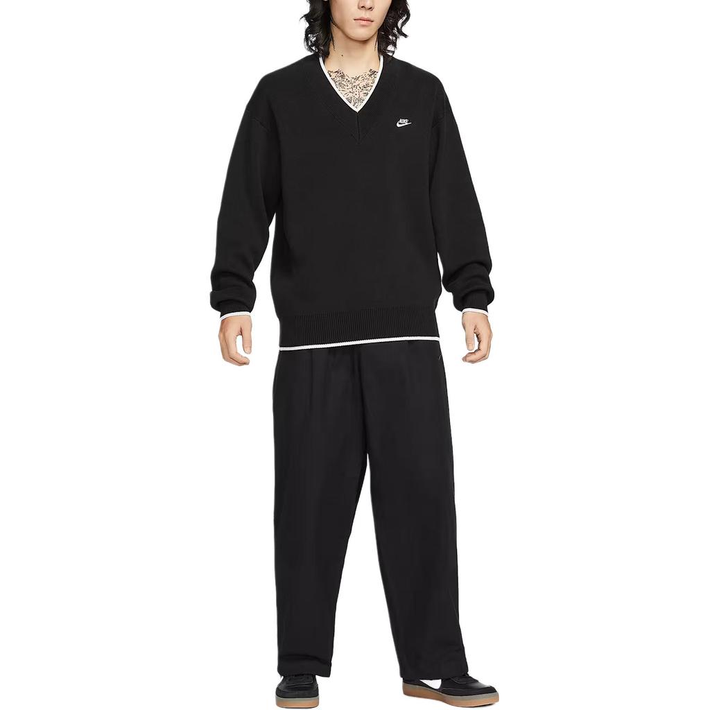 Nike Sportswear Club FW25 Logo V-Neck Pullover Loose Long Sleeve Sweater Men Sweater HV1420-010