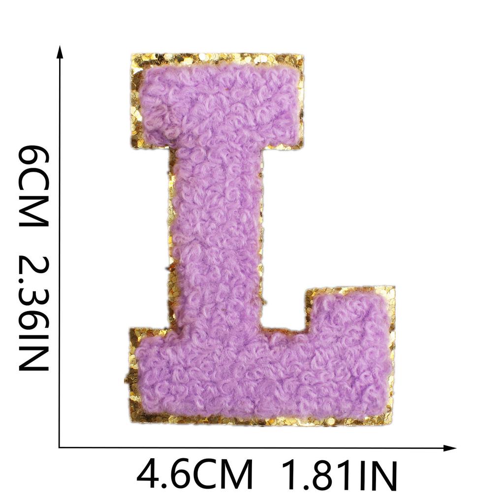 6Cm English Letter Towel Embroidery Patch Sticker Purple Letter Computer Embroidery Label Ironing Embroidery Chapter