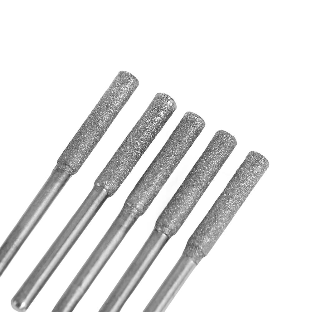 5pcs High Hardness Diamond Coated Chainsaw Sharpener Stone Cylindrical Burr Polishing Chainsaw File Gold Silver Grinding Tools