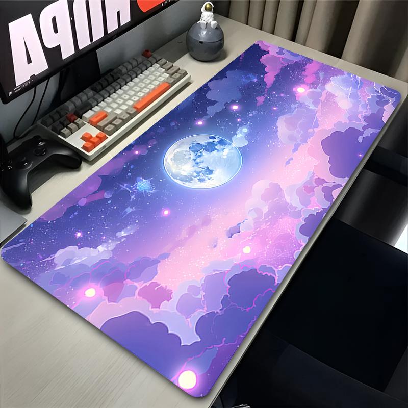 Mouse Pad Gaming Mouse Pad Pink Purple Sky Clouds Desk Mat Moon Star Nonslip PC Laptop Gamer Desk Accessories Table Pad Carpet