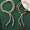 Doppelschichten Simulierte Perle Schmuck Lange Halskette Frauen Klassische Perlen Kette Halsketten & Anhänger Feines Geschenk