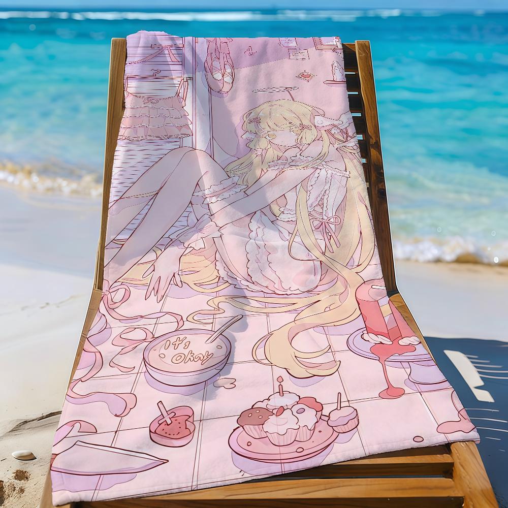 Anime C-Chobits Cute Chii Towel Sports Quick Dry Travel Camping Gear Sandproof Soft Light Large Beach Towel