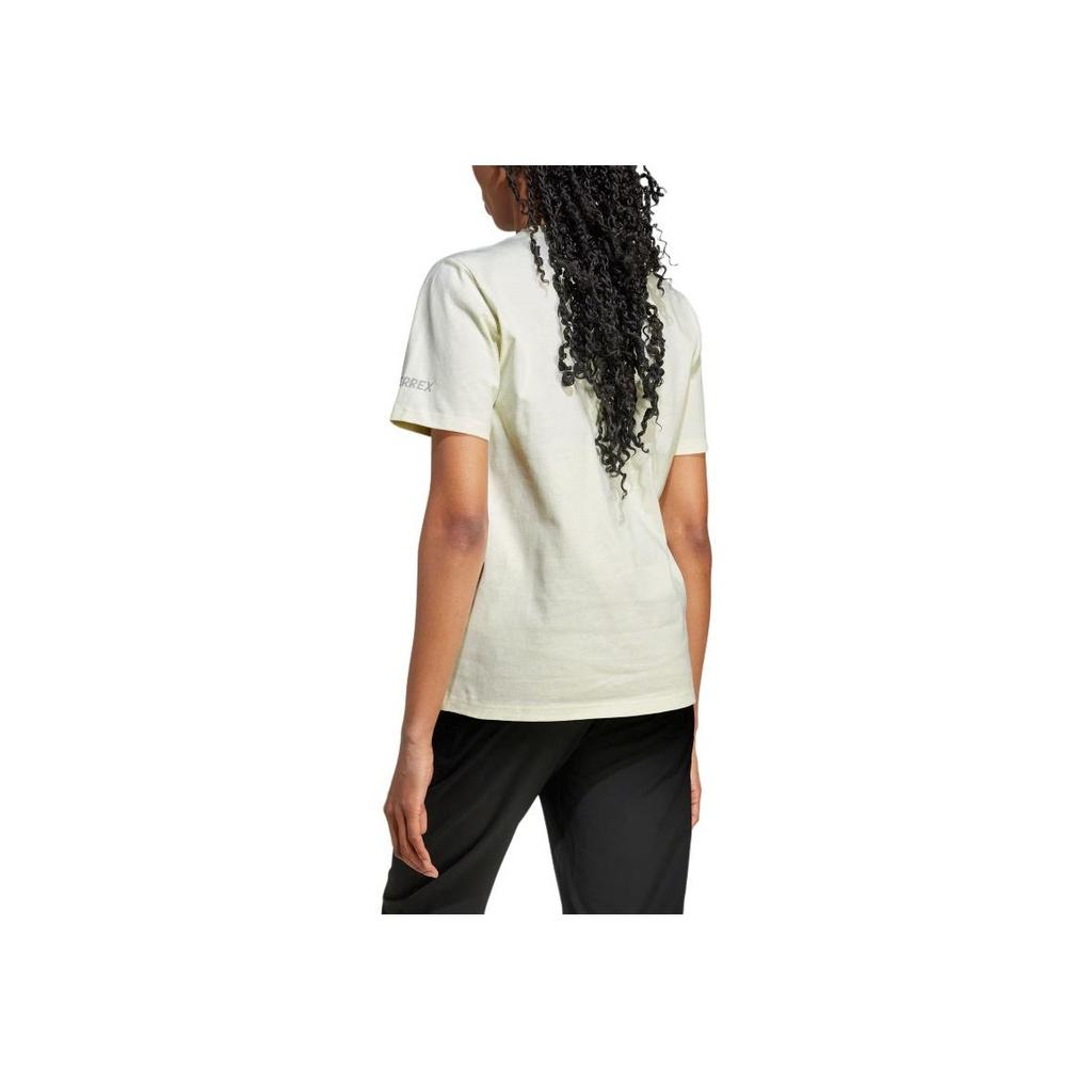 Adidas Terrex Polygiene Graphic Round Neck Outdoor Sports Short Sleeve T-Shirt Unisex Tops Ivory KA3283