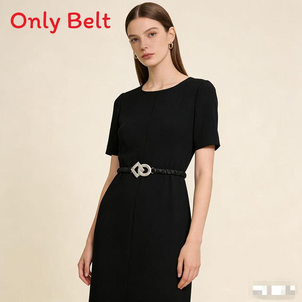 

Fashionable Women Metal Buckle Belt With Elastic Decor For Outdoor Dresses And Jackets