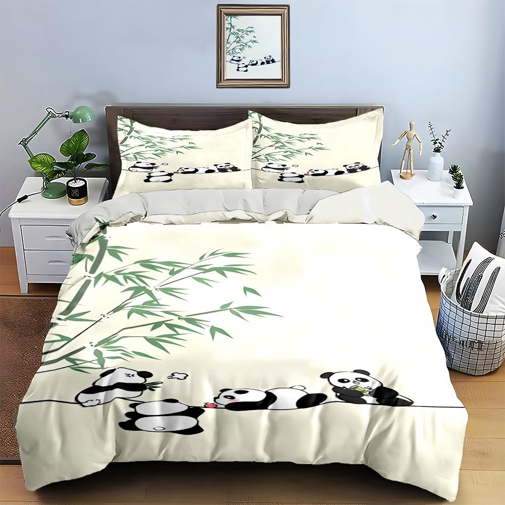 Pandas Bamboo Accents Bedding Duvet Cover Sets Duvet Covers Pillowcases Gifts (1 * Duvet Cover 2 * Pillowcases, Without Duvet Insert)