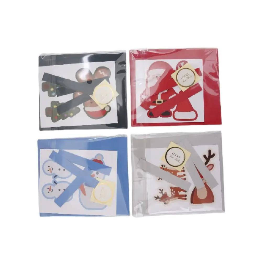 4 handgefertigte Weihnachtskarten-Aufkleber, Faltdesign, DIY-Weihnachtskarten, exquisite, niedliche Pop-up-Weihnachtsgeschenkkarten für Partys