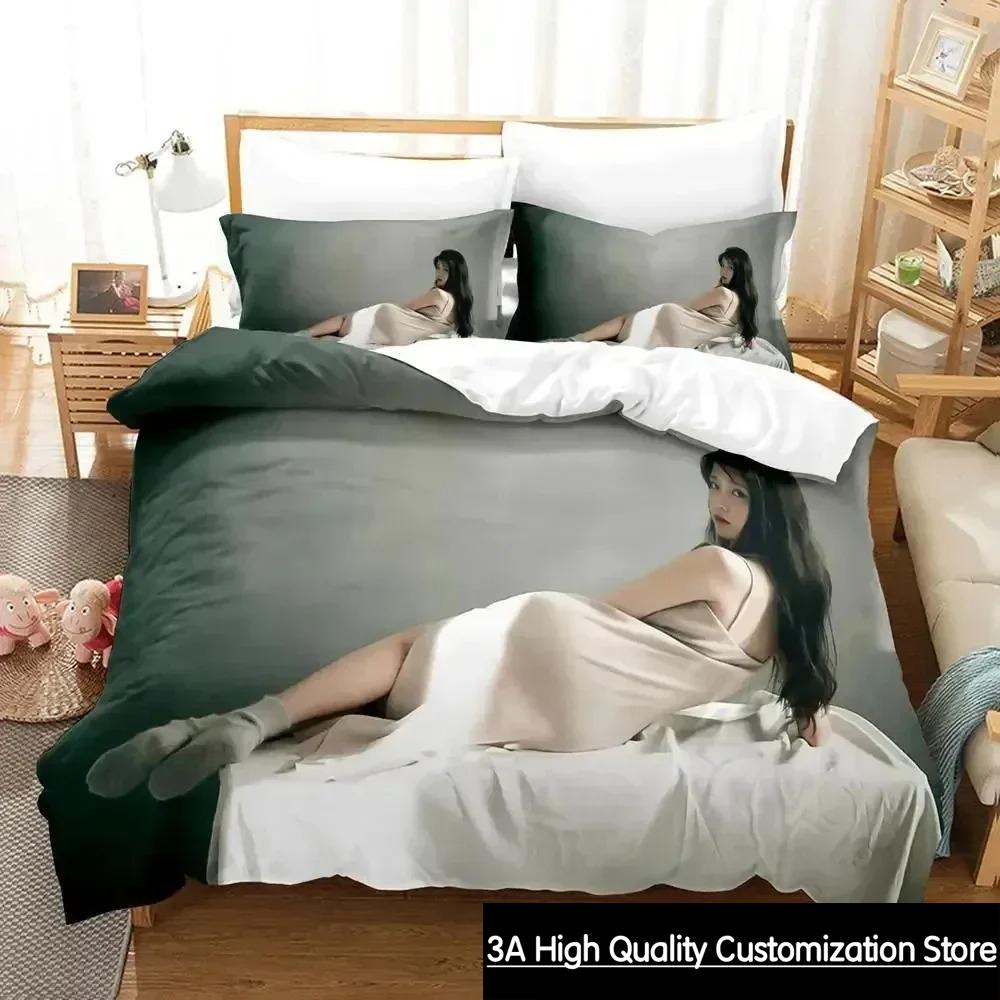 3D Print Singer Iu I Ji Eun Bedding Set Duvet Cover Bed Set Quilt Cover Pillowcase Comforter King Queen Size Boys Adult Bedding