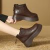 Fashion Back Zipper Short-barrel Cotton Boots Autumn and Winter New Round Toe Platform Non-slip Wear-resistant Wedges