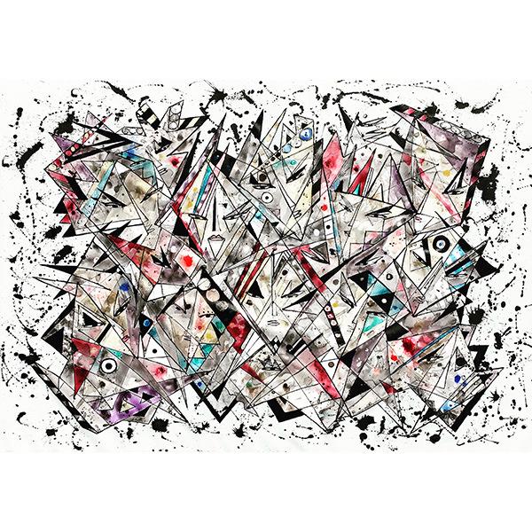 Modern Geometric Graffiti Canvas Art for Bedroom & Living Room