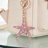 Keychain Sparkling Rhinestones Inlaid Starfish Design Keychain Pendant Enamel Oil Drip Process Smooth Edges Spring Buckle Key Holder Backpacks