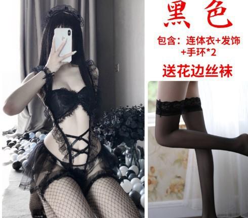 New sexy lingerie women's clothing sexy perspective uniform seduction cosplay open maid suit Europe and America