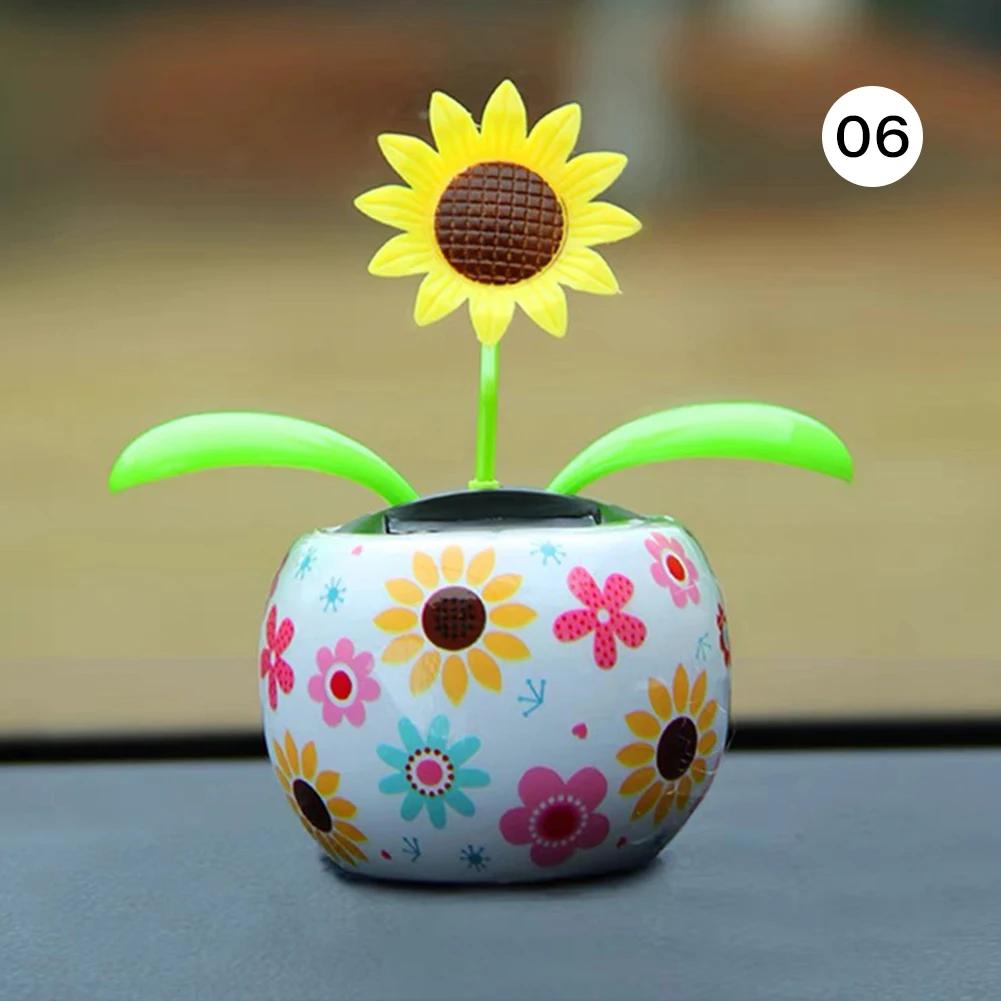 Cactus Auto-swinging Solar Sun Flower Plant Jewelry Car Interiors Ornaments Dancing Doll Figurines Miniature Car Home Decoration