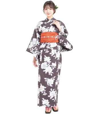 Yukata Nishiki Adulte Comprend Obi et Facile à Parfait pour Feux d'artifice et Motifs Classiques Camélia TIW001-ML Ensemble 3 pièces 2 façons, Robe, Séparé, 100%