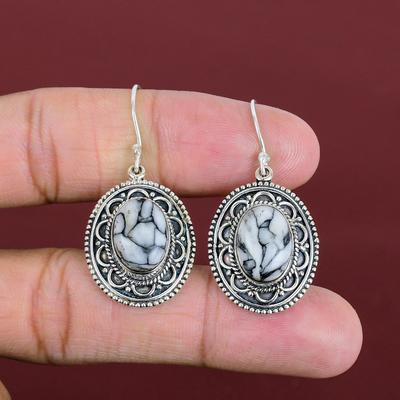 Pinolith Jasper Genuine Gemstone Earrings 925 Sterling Silver Earring Vintage Earring Designer Jewelry Handmade Dangle Earring Gifts For Her