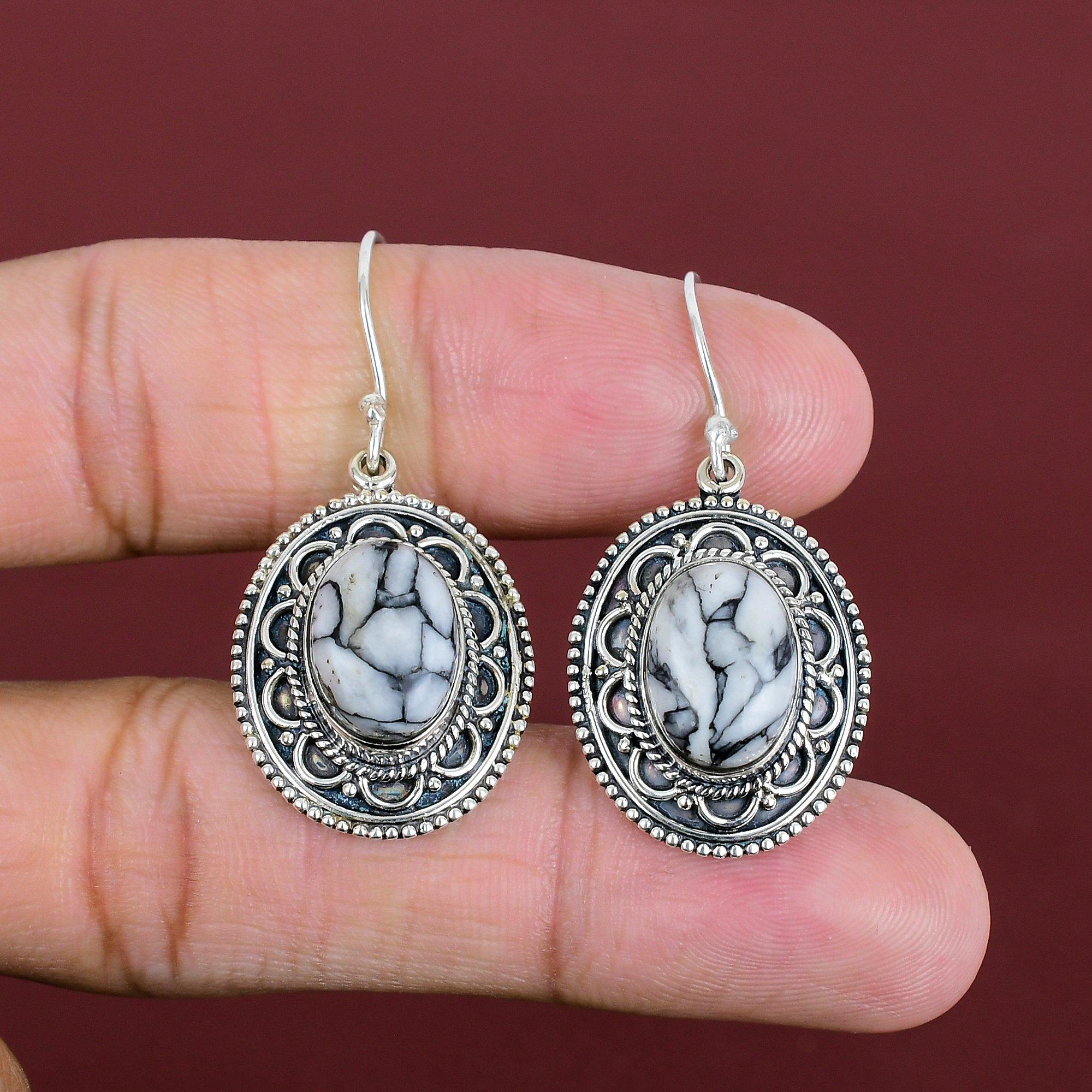 

Pinolith Jasper Genuine Gemstone Earrings 925 Sterling Silver Earring Vintage Earring Designer Jewelry Handmade Dangle Earring Gifts For Her