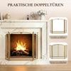 Fireplace Screen, 3-Piece Spark Guard with Double Doors 122x75cm