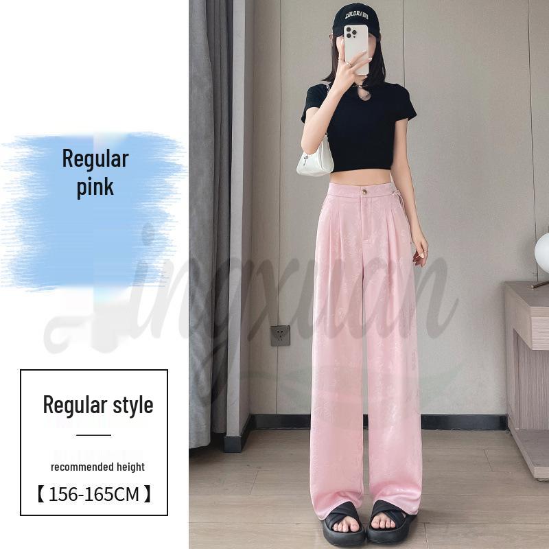 

2026 Summer Women s Jacquard Ice Silk Narrow & Wide Leg Pants: Chinese Style Suit 2XL
