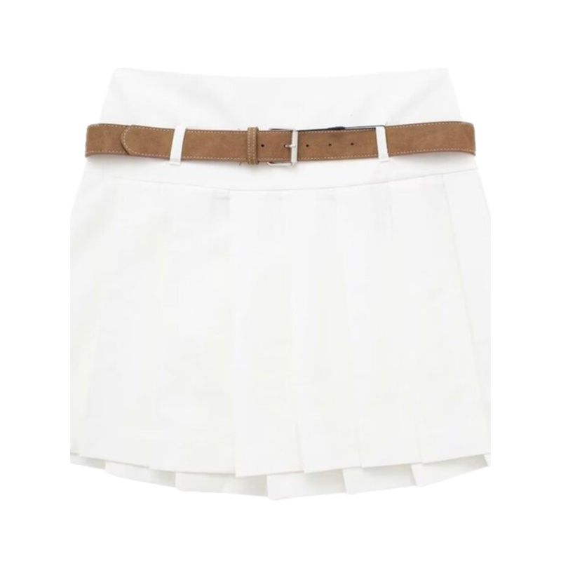 Fashion Style 2024 Spring New Women's Fashion All-Matching Belt Wide Pleated Mini Skirt 7385406 250