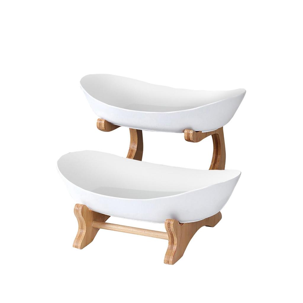 Fruit Tray Basket Wooden Frame Stand Multi-layer Candy Snack Plate Fruit Shelf Table Decoration