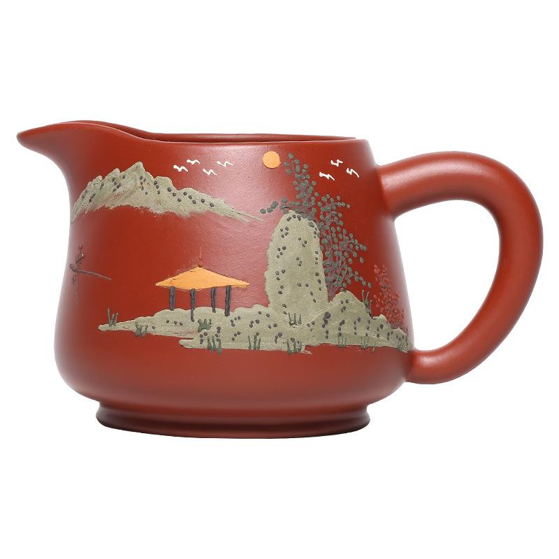 

240 мл Исинская фиолетовая глина Пейзаж Чайник для разлива чая Разделитель чая Чахай Диспенсер Чашка справедливости Справедливая кружка Аксессуары для столовой посуды