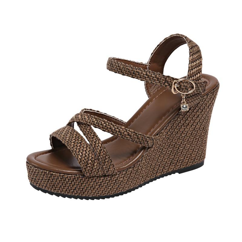 Women’s Wedge Platform Braided Cross-Strap Roman Sandals