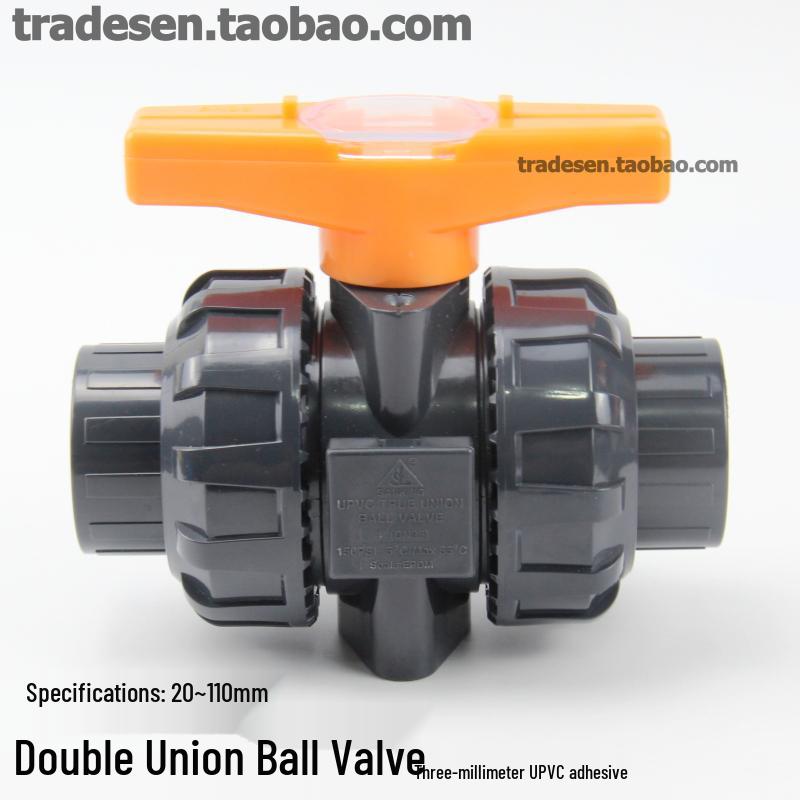 3-Way UPVC Double Union Ball Valve for Chemical and Water Pipes