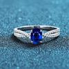 S925 Sterling Silver Egg-Shaped Women's Ring with Green Nano, Red & Blue Diamonds - Luxurious, High-End Silver Jewelry.