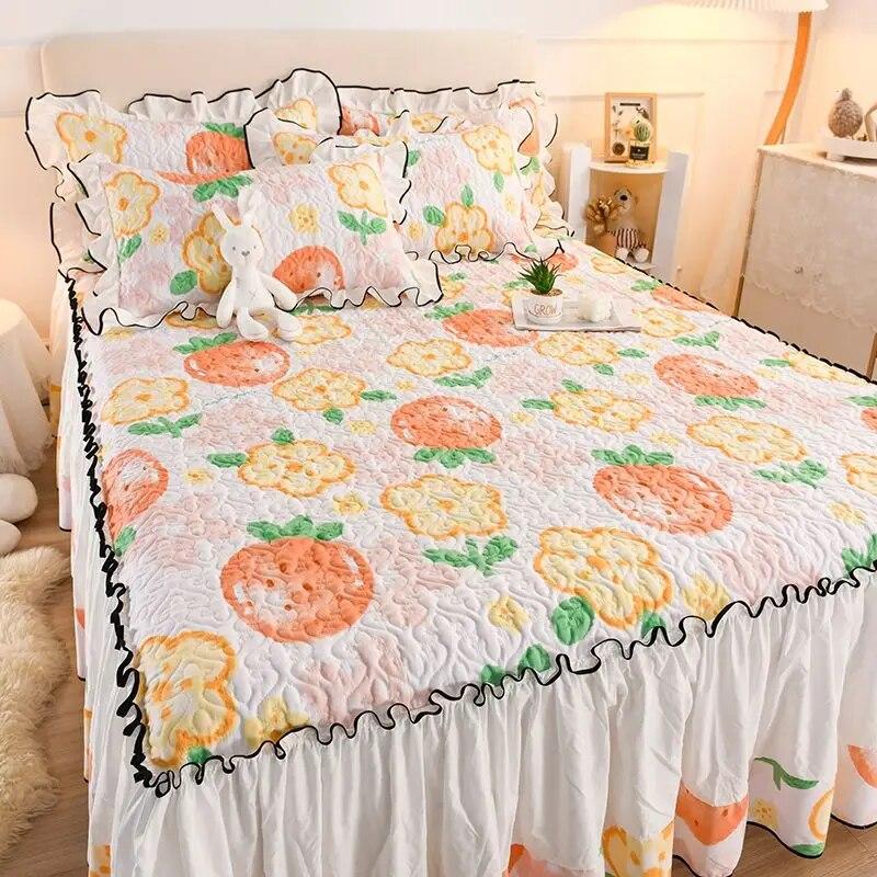 Korean Princess Style Thickened Quilted Bed Skirt Bed Sheet Pillowcase Single Piece with Skirt Edge Bed Skirt for All Seasons