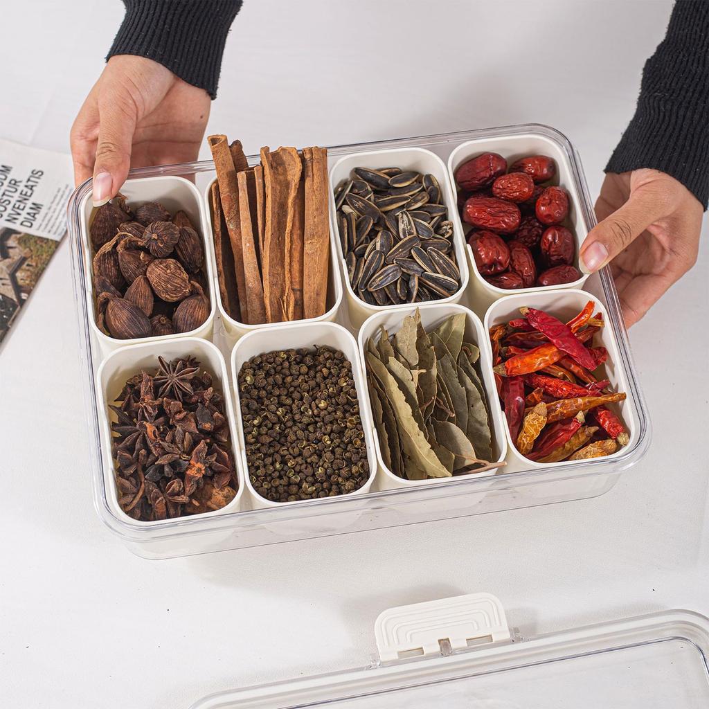 Dělený zásobník Snack Box Kontejner Průhledný úložný box s víkem a rukojetí