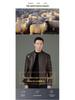 Men's Middle-Aged Business Casual Sheepskin Leather Jacket with Stand Collar and Plus Velvet Lining