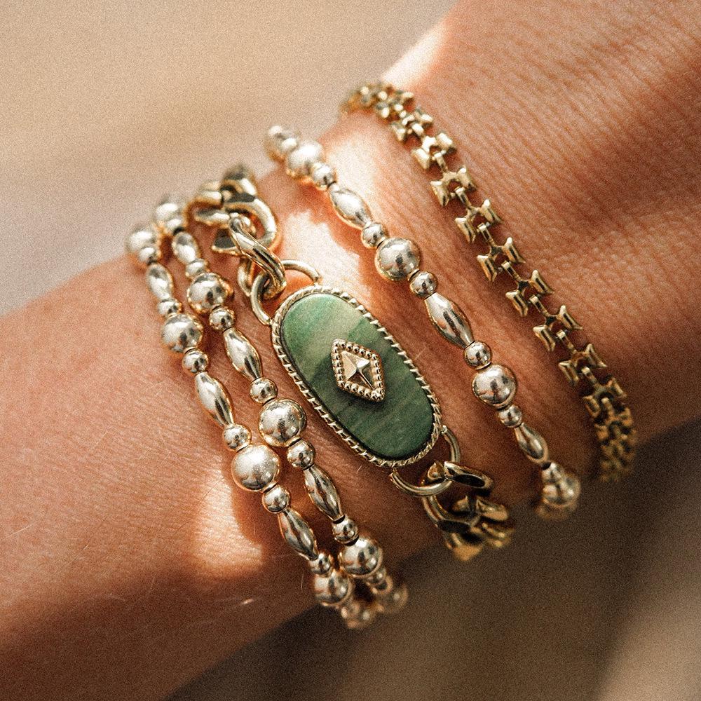European & American Ethnic-Style African Jade Titanium Steel Bracelet - Retro, Luxury, Non-Fading, Niche Design