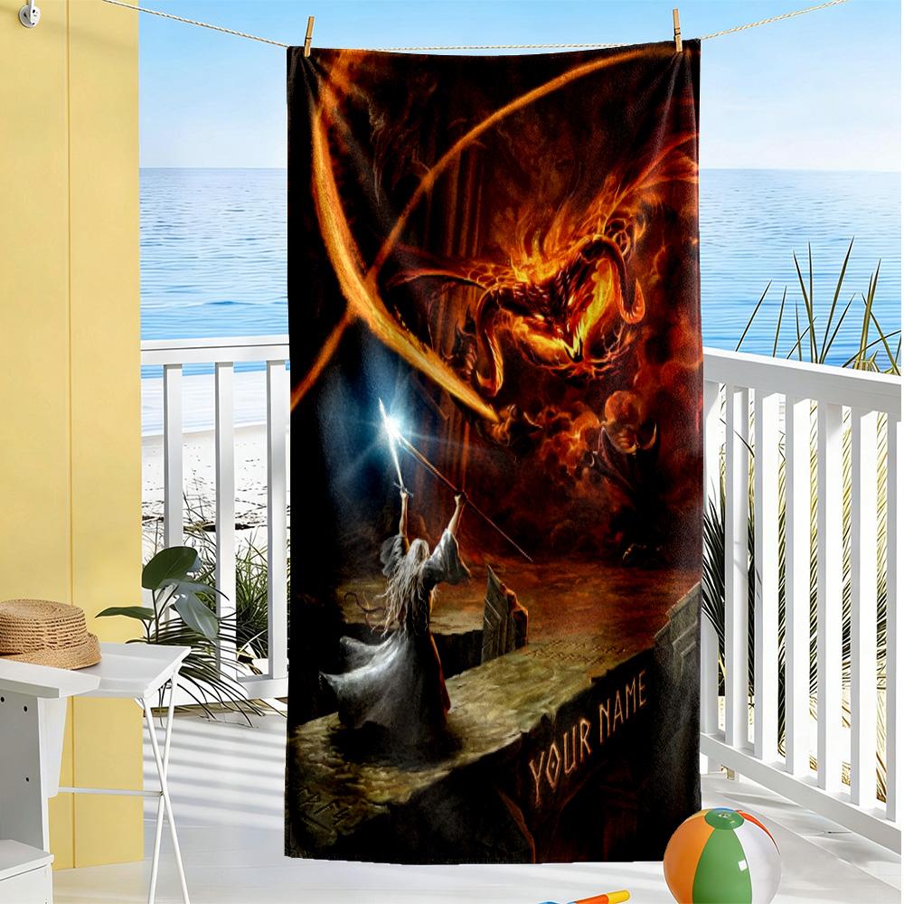 Lord Rings Personalized Name Beach Towel Soft Durable Quick-Dry Portable for SwimmingBeachCamping Travel Beach AccessoriesGym