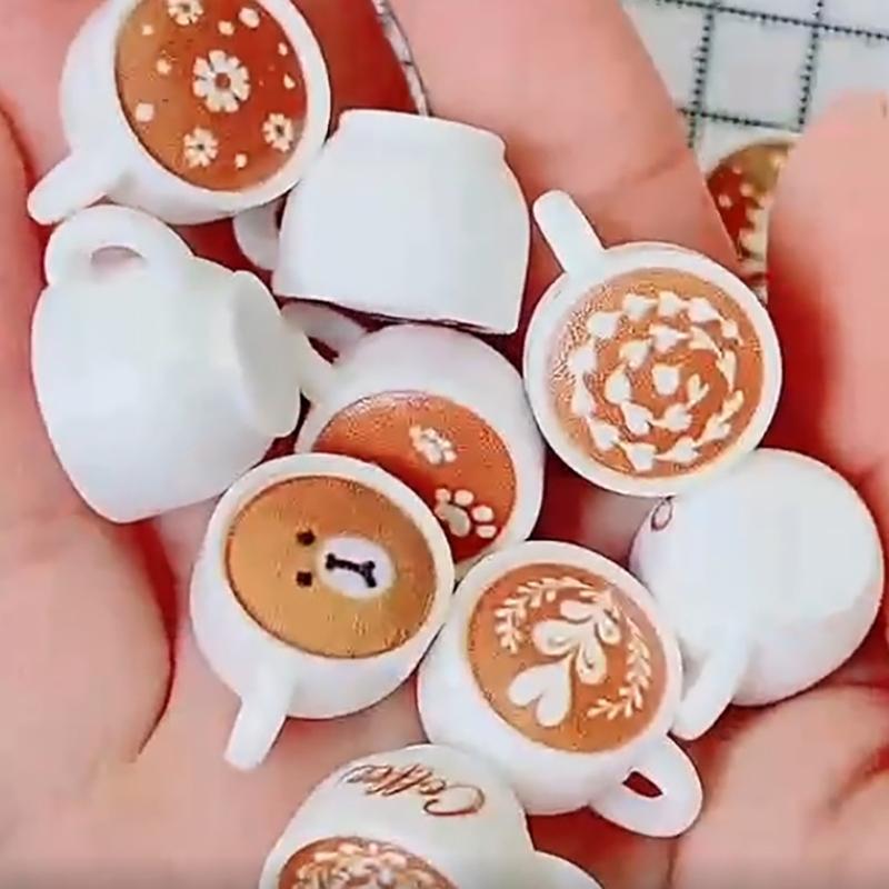 10Pcs Dollhouse Diy Accessories Resin Kawaii Simulation Mini Coffee Cup For Miniature Kitchen Craft Food Toy