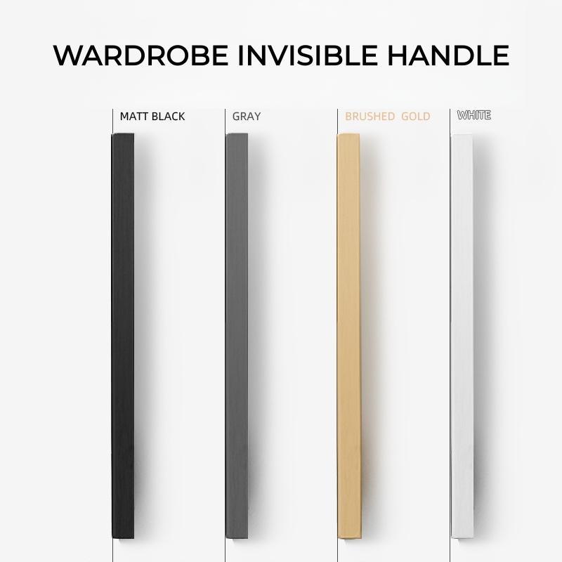Invisible Cabinet Handles, Aluminum Edge Pulls for Sliding Wardrobe Doors, Side Mount Embedded Finger Pulls for Kitchen Cabinets