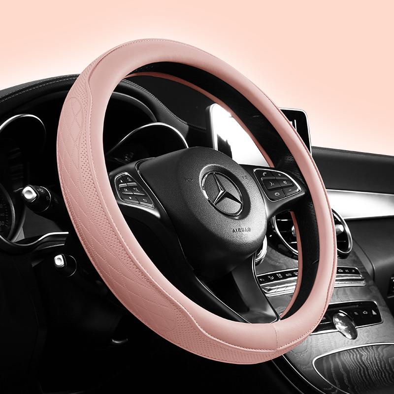 Coprivolante per Auto in Pelle Napa Perforato Patchwork, Antiscivolo, Traspirante, Universale 15 Pollici (circa. 38 centimetri)