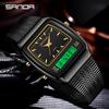 Fashion Sanda 3393 Electronic Quartz Watch Multifunction Dual Display Clock Luminous Casual Mens Women Unisex Time Digital Watch